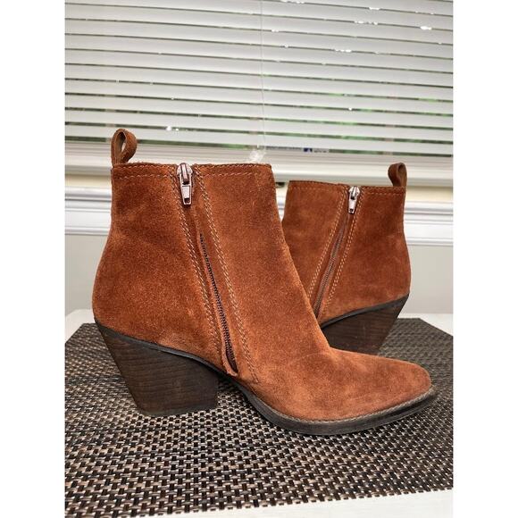 Zodiac Women's Robyn Pointed Toe Booties Size 7.5M Leather Ankle Boots Cognac - Picture 4 of 14